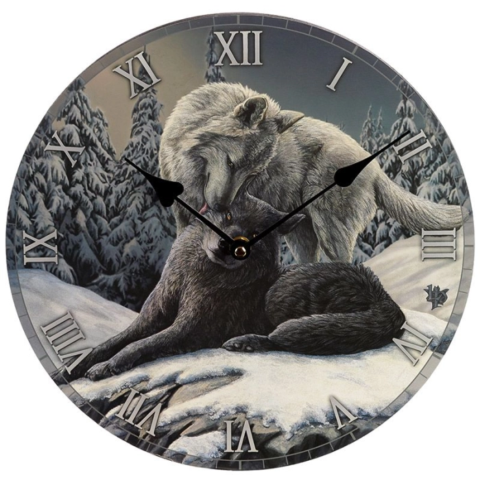 Lisa Parker Clock - Bozk zimného vlka