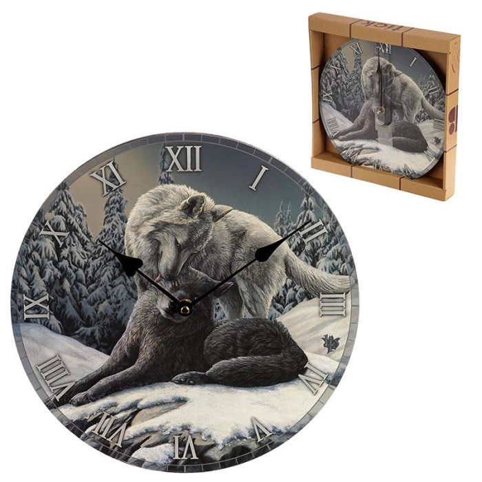 Lisa Parker Clock - Bozk zimného vlka