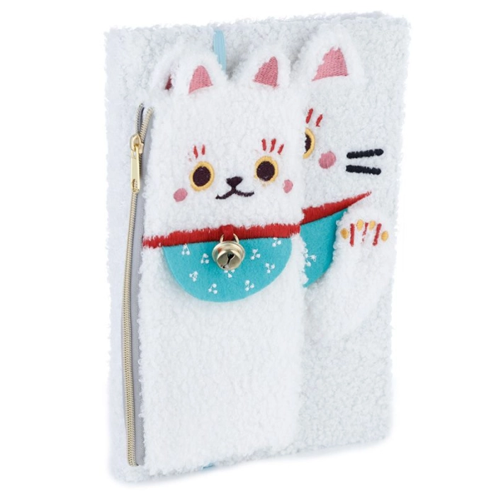 Pluszowy zestaw - piórnik + zeszyt Maneki Neko Kot Szczęścia