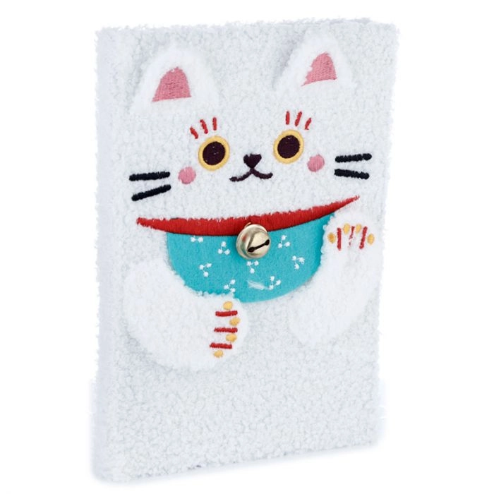 Pluszowy zestaw - piórnik + zeszyt Maneki Neko Kot Szczęścia