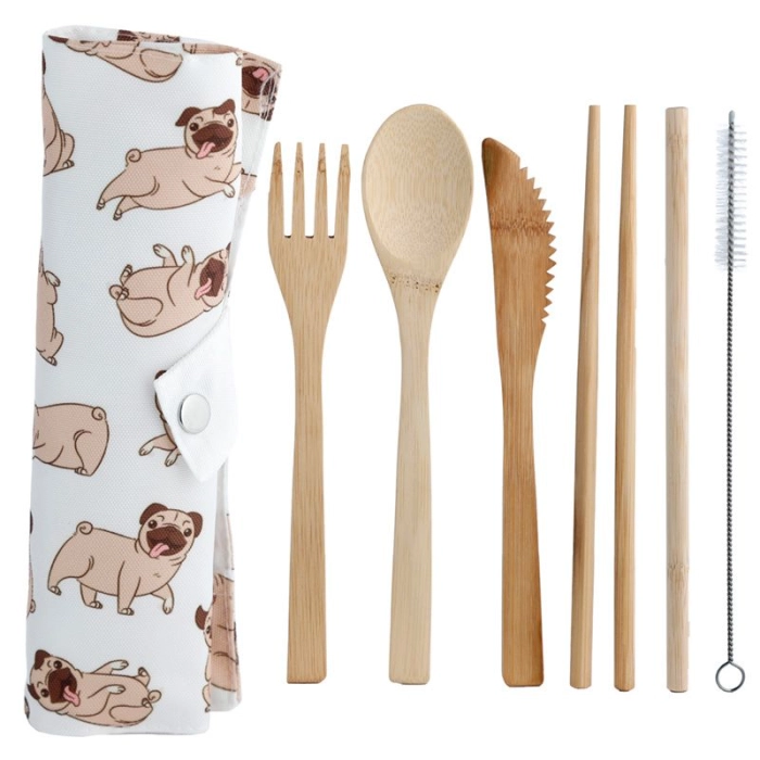 Bambusowe sztućce w etui - Mops