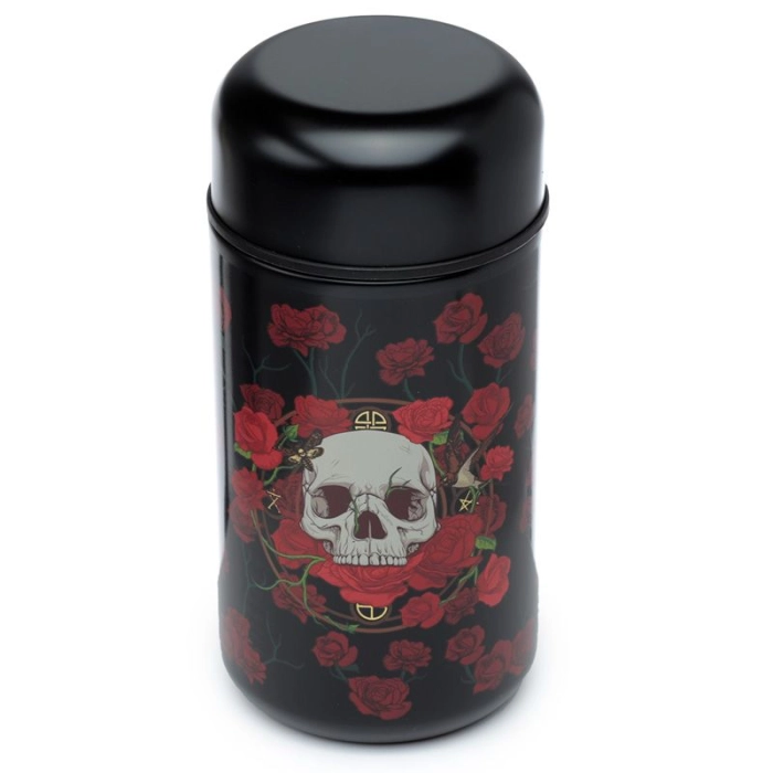 500ml Brotdose aus Edelstahl - "Totenköpfe und Rosen"