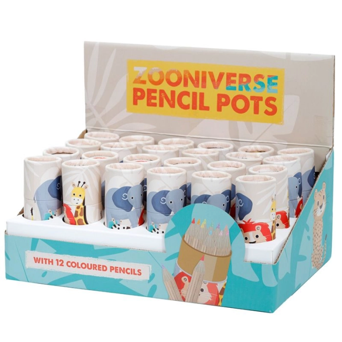 Wooden crayons (12 pieces) in a tube of Zooniverse