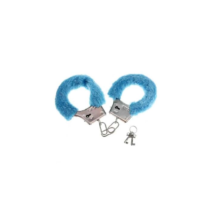Handschellen mit Fell blau