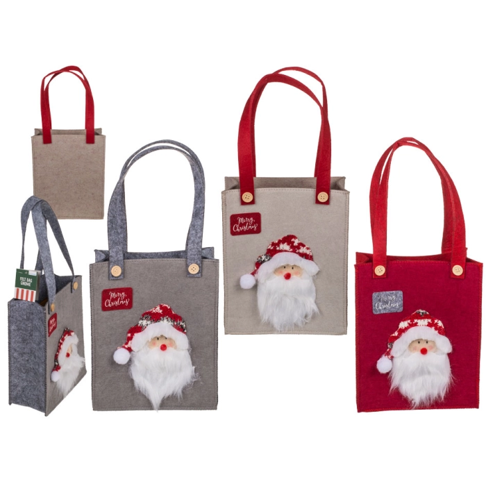 Torba prezentowa z filcu z Mikołajem - Merry Christmas