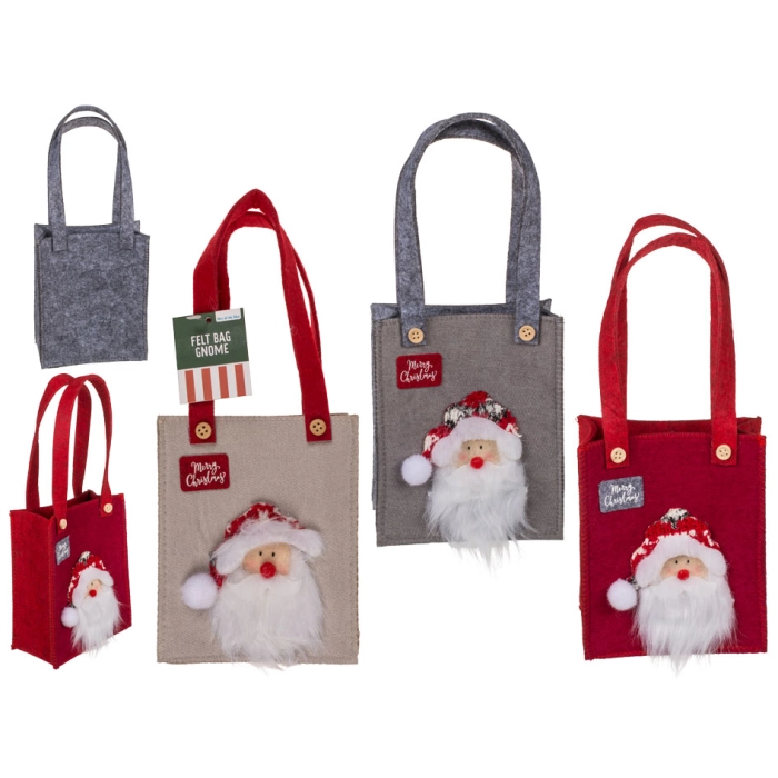 Torba prezentowa z filcu z Mikołajem - Merry Christmas