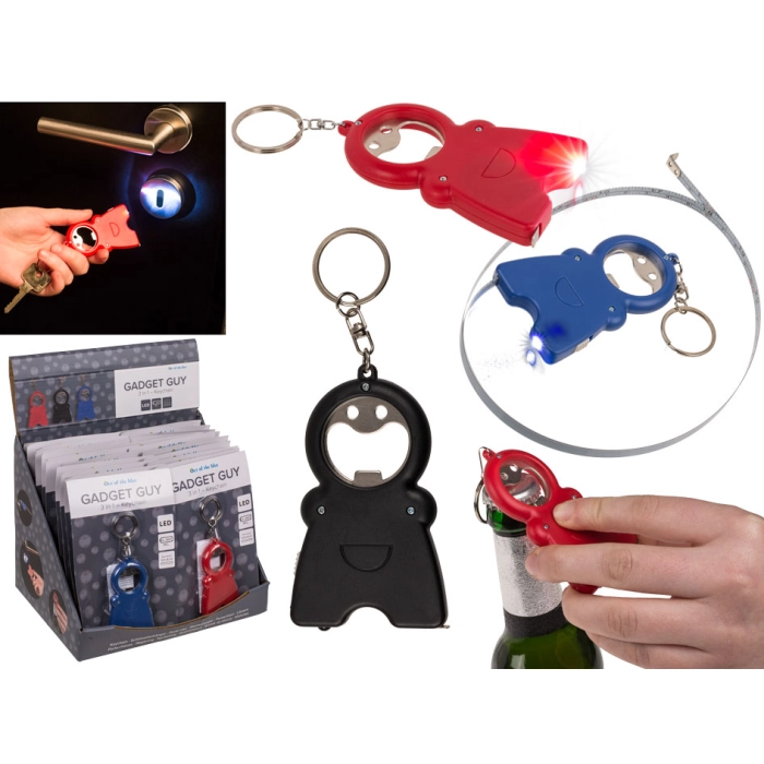 Brelok Gadget Guy 3 w 1 - otwieracz do butelek + latarka + miarka