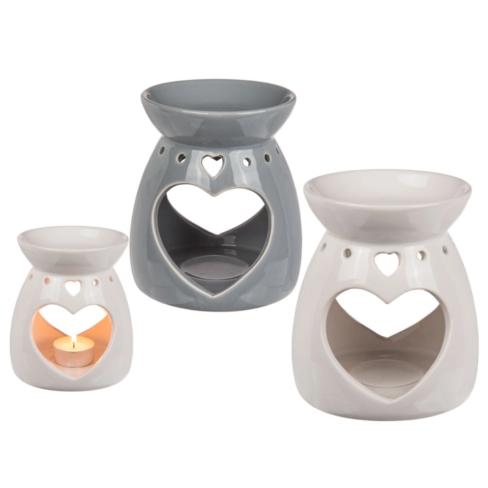 Ceramiczny kominek do olejków zapachowych z serduszkiem