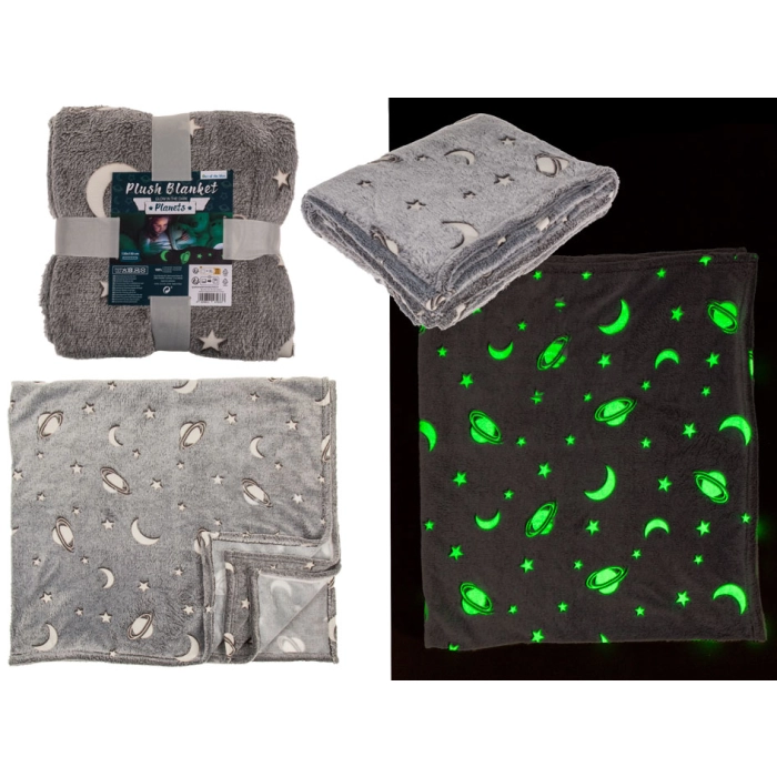 Glow in the dark blanket - stars and planets