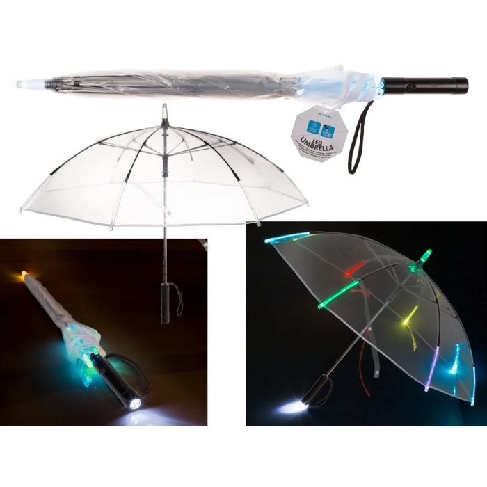 Glowing LED umbrella with a flashlight