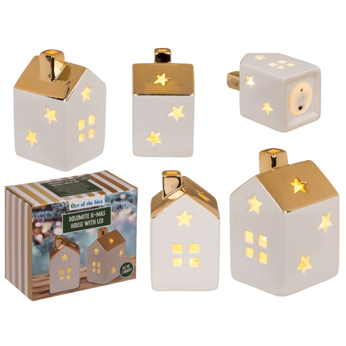 Ceramiczny domek świąteczny LED - dekoracja
