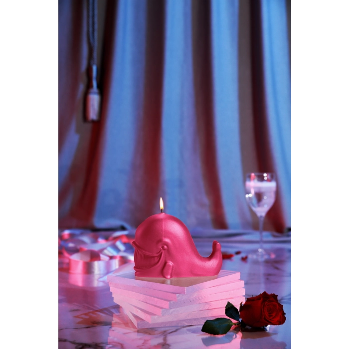 Whale Candle - Pearl Dark Pink