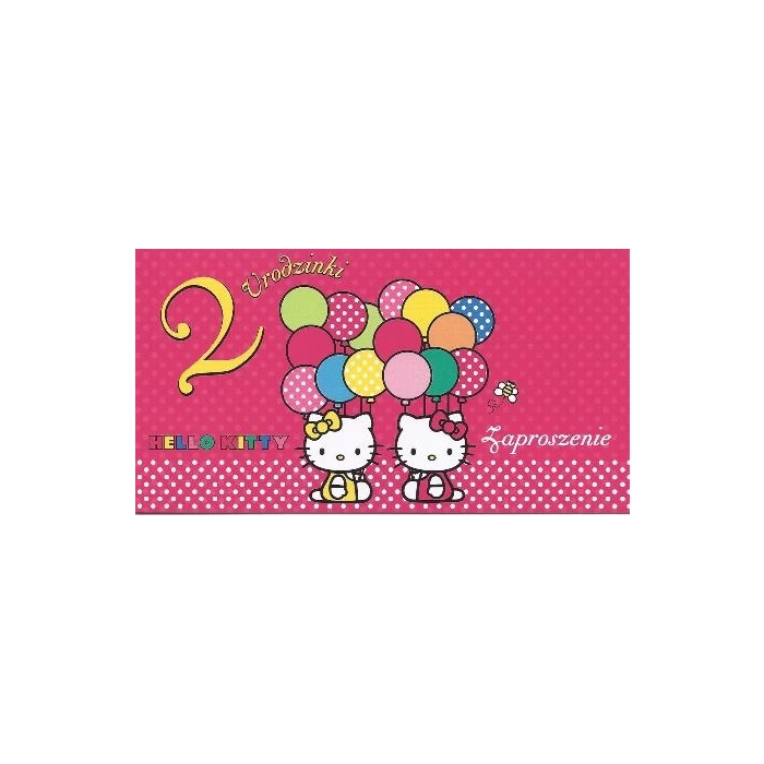 Zaproszenie Hello Kitty - 2 urodzinki - 10 sztuk - PROMOCJA!!!