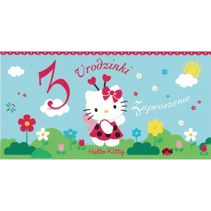 Zaproszenie Hello Kitty - 3 urodzinki - 10 sztuk - PROMOCJA!!!