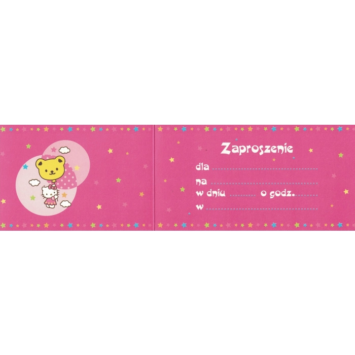 Zaproszenie Hello Kitty - 5 urodzinki - 10 sztuk - PROMOCJA!!!