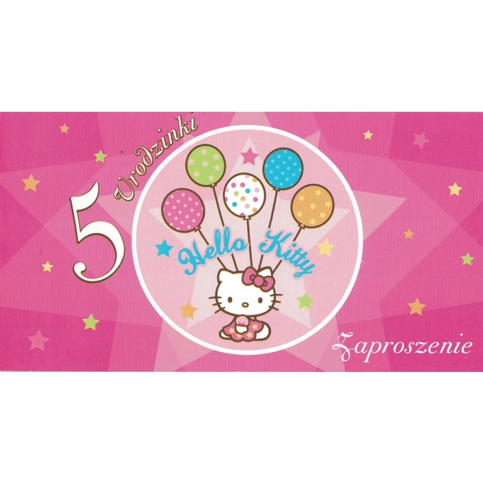 Zaproszenie Hello Kitty - 5 urodzinki - 10 sztuk - PROMOCJA!!!