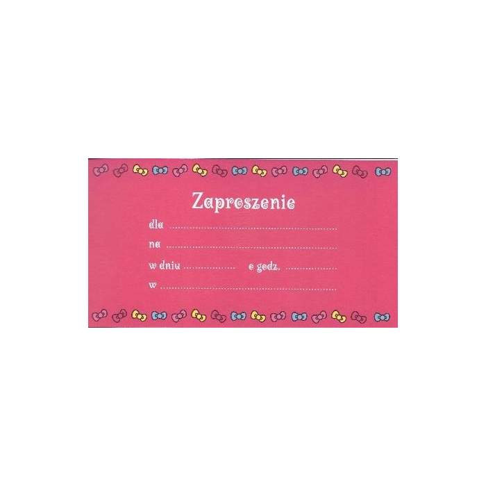 Zaproszenie Hello Kitty - 10 sztuk