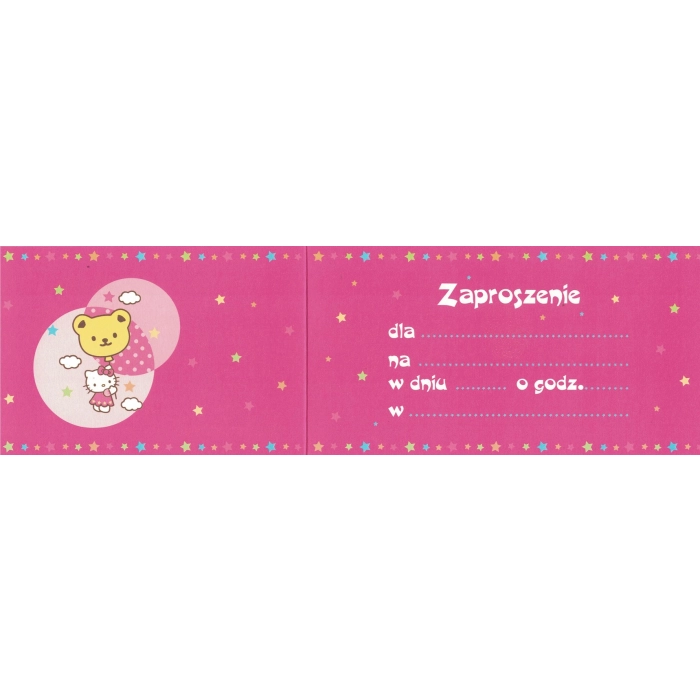Zaproszenie na imprezkę Hello Kitty - 10 sztuk - PROMOCJA!!!