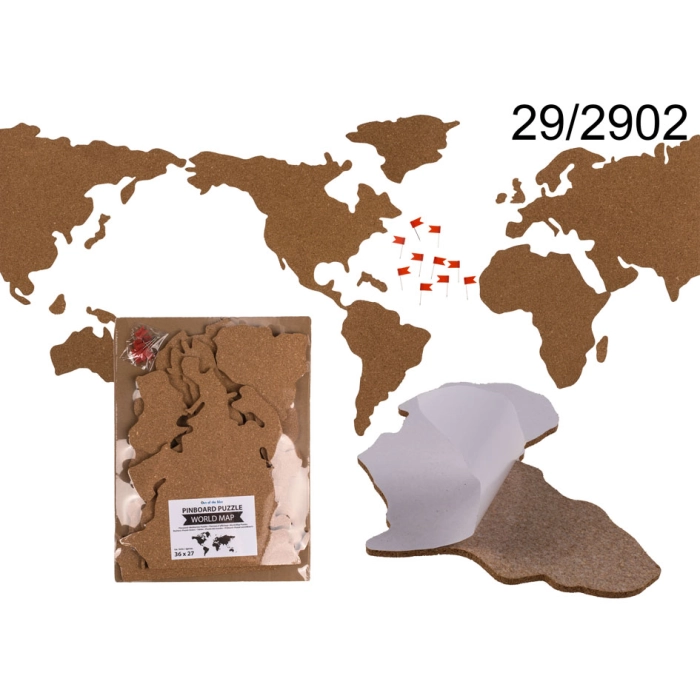 Tablica memo puzzle mapa świata (korkowa)