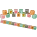 Pastelowy świecznik z napisem Happy Birthday