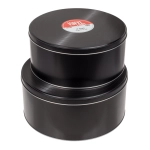 2 metal boxes for vinyl records