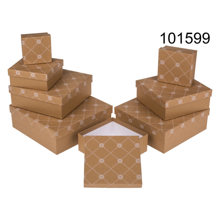 Zestaw 8 pudełek - papier kraft kwiaty 2