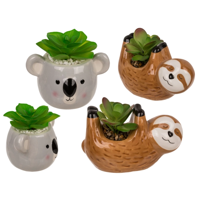 Decorative plant in a koala or sloth pot