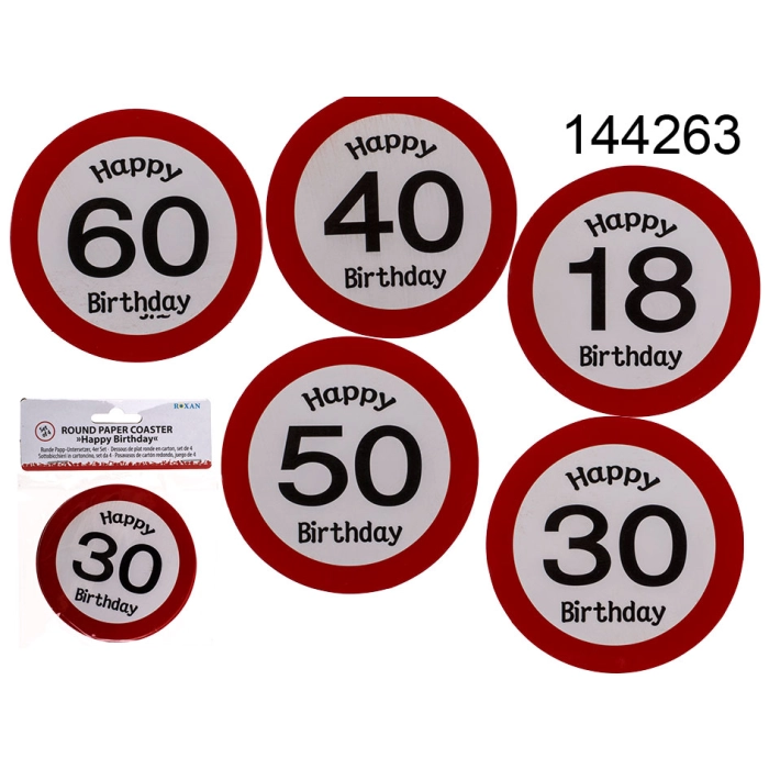 Podkładki urodzinowe Happy Birthday - zestaw 4 sztuk