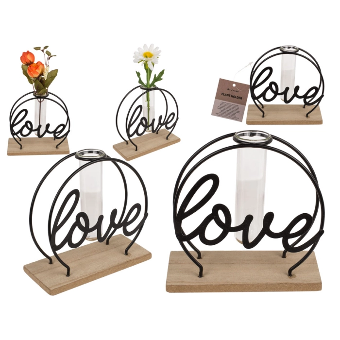 Metal plant stand with dish - Love