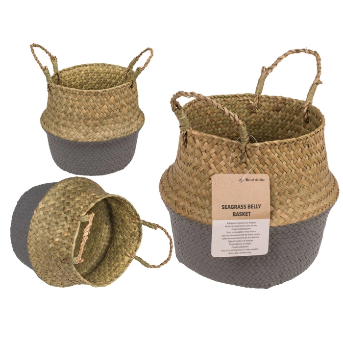 Korb aus Seegras beige - grau