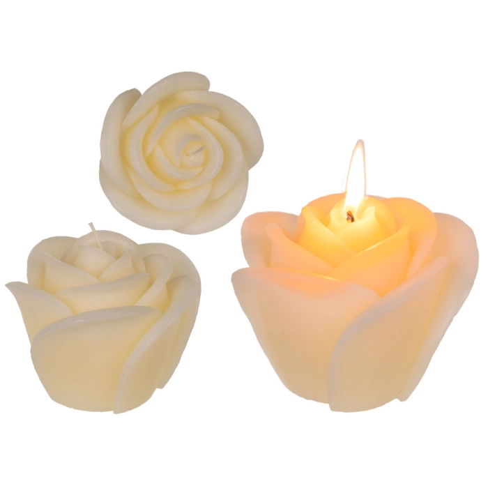 Candle candle cream rose - 10 cm