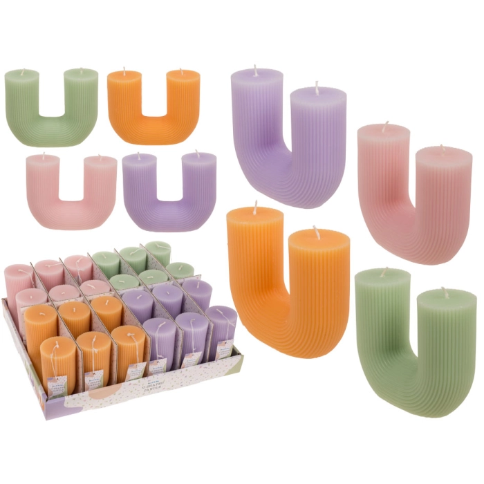 U-förmige Kerze - Pastellfarben