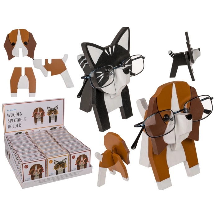 Wooden stand for glasses - dog or cat