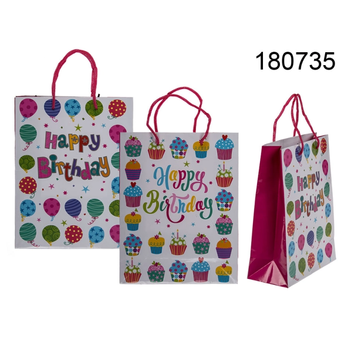 Birthday gift bag with - 18 x 8 x 23 cm