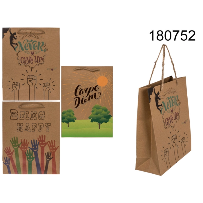 Craft gift bag slogans 18 x 8 x 23 cm mix
