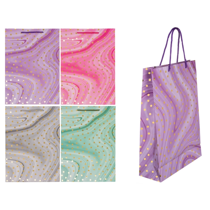 Torba prezentowa złote kropki 25 x 8,5 x 34,5 cm