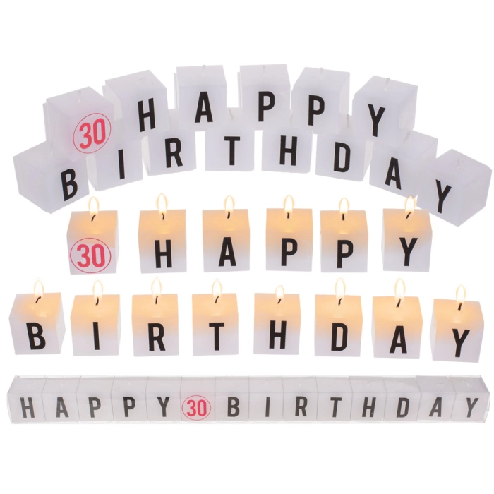 Świeczki napis - Happy Birthday 30
