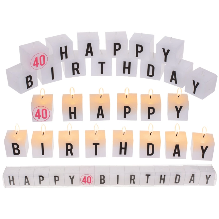 Świeczki napis - Happy Birthday 40
