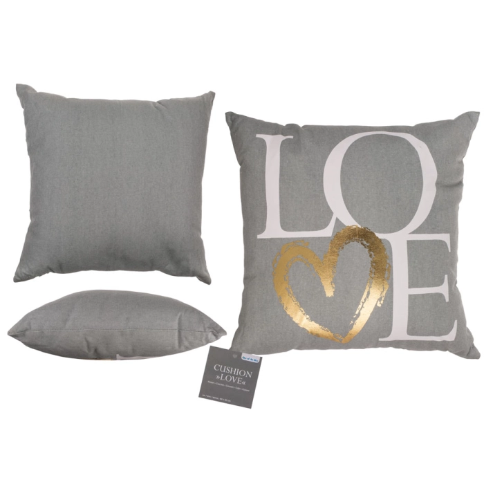 Decorative grey cushion LOVE
