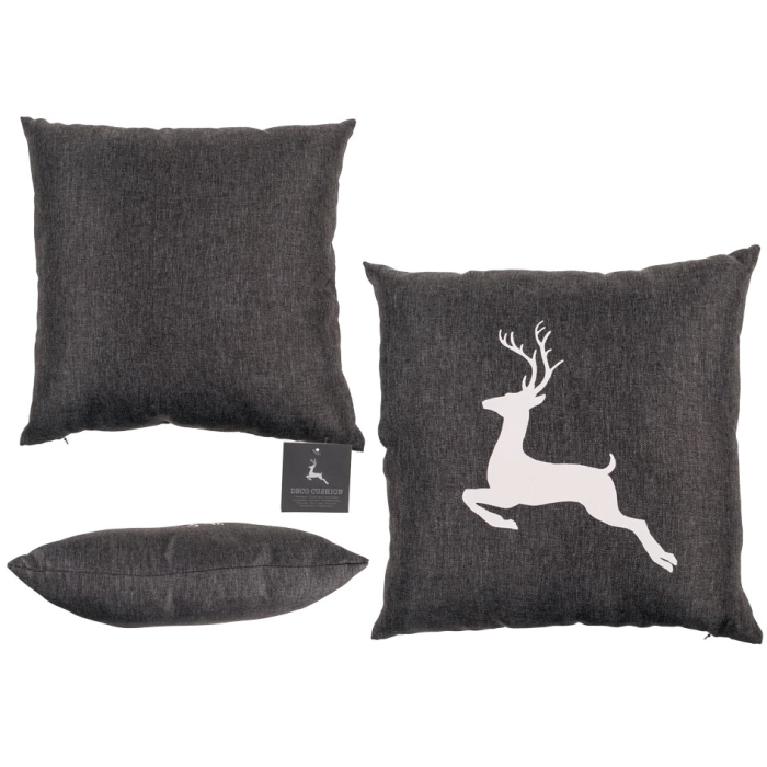 Decorative pillow - gray with deer