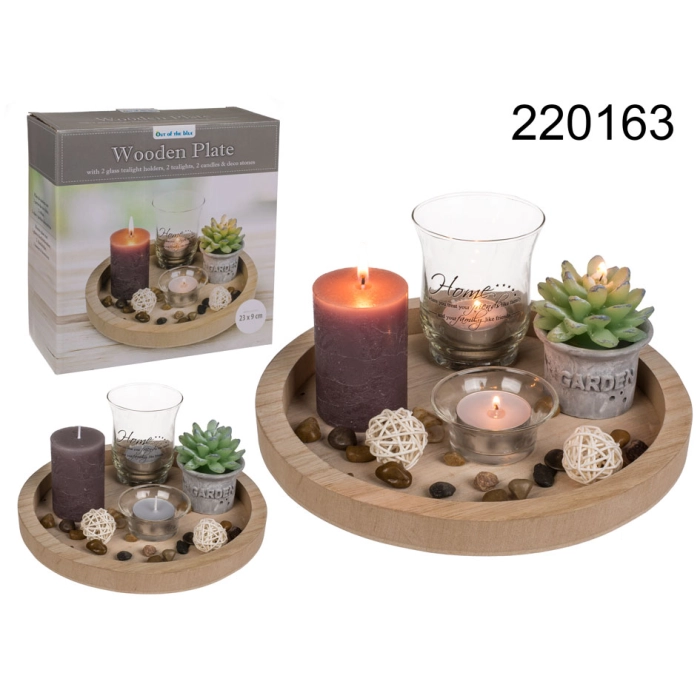 Holzständer mit Kerzenständer