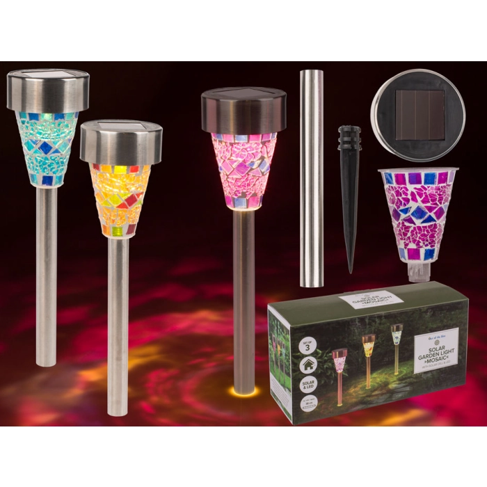 Solární mozaiková zahradní lampa LED - 3 kusy