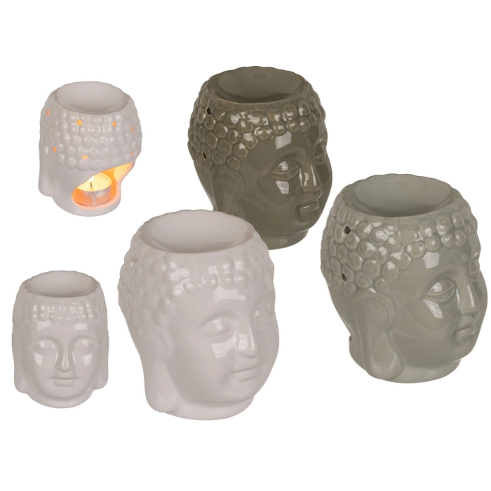 A ceramic oil burner for the fragrance oils of the Buddha's head