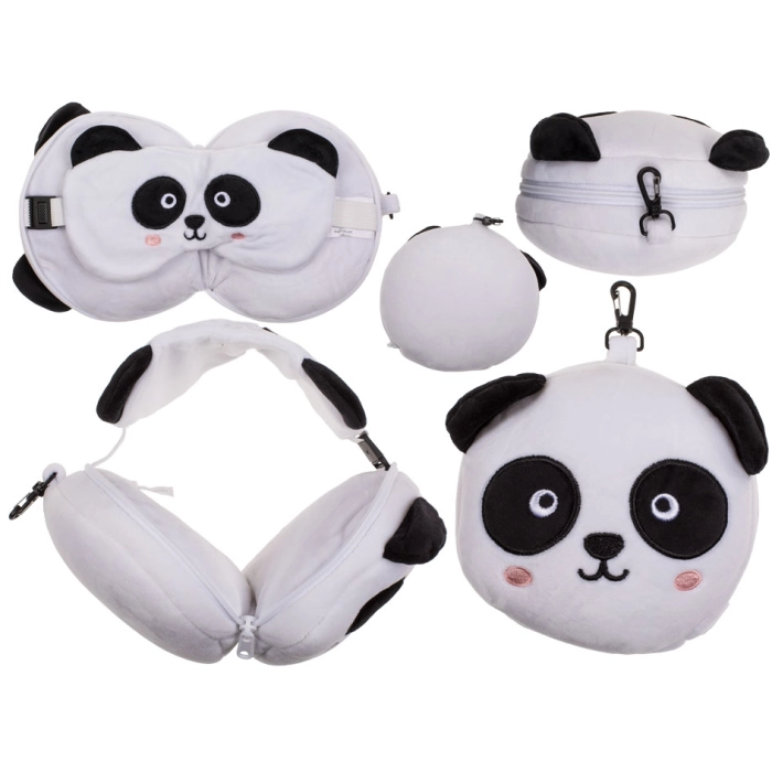 Pluszowa poduszka podróżna i maska ​​na oczy - panda