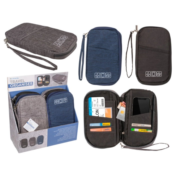 Travel organizer for phone documents wallet