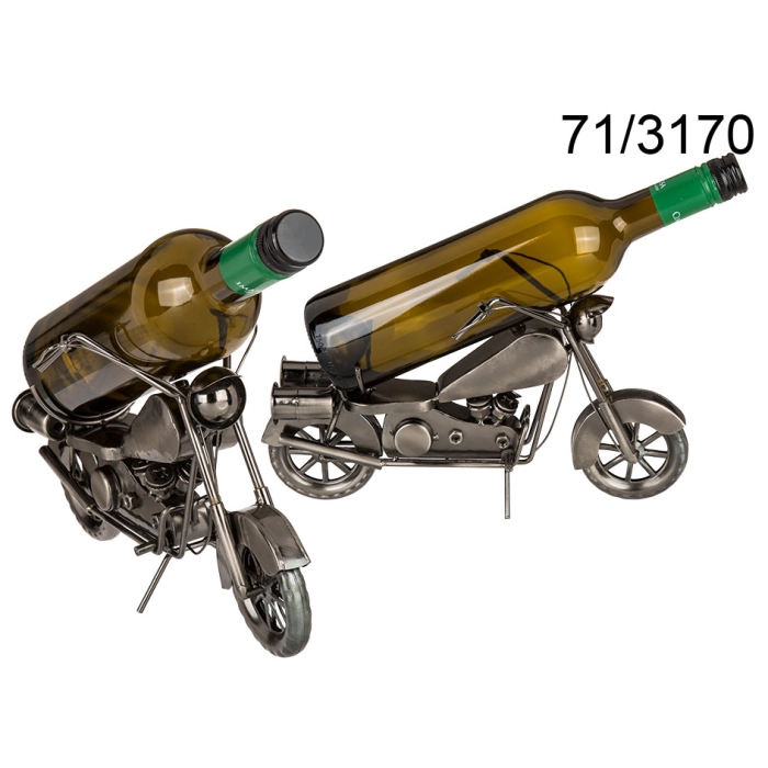 Metalowy stojak na wino - motocykl