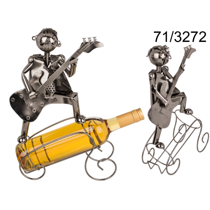 Metalowy stojak na wino - muzyk