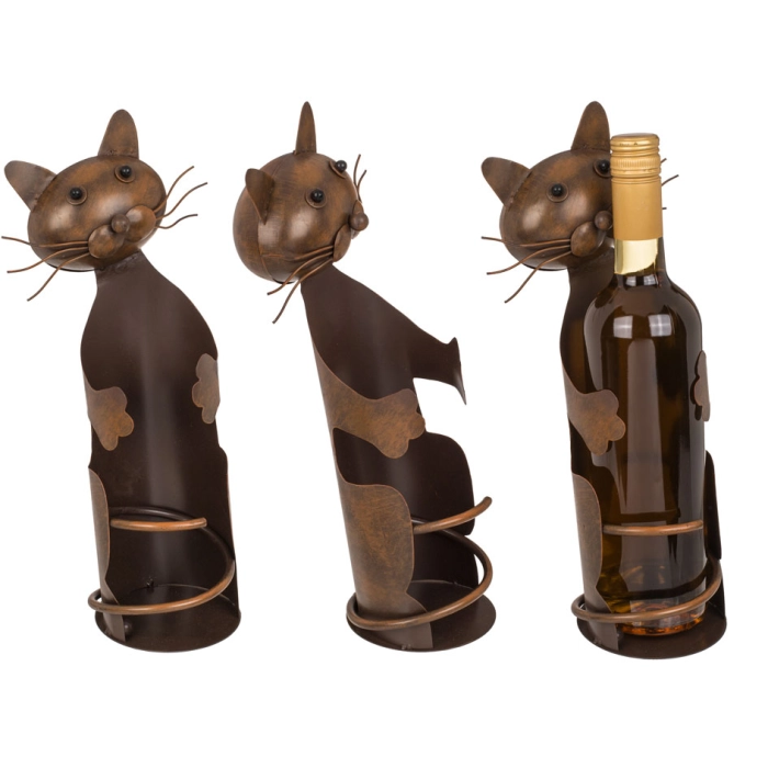 Metalowy stojak na wino - kot III
