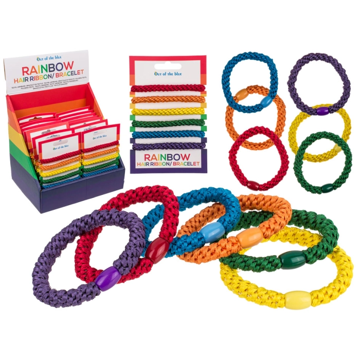 Set of 6 hair elastics - colors of the rainbow