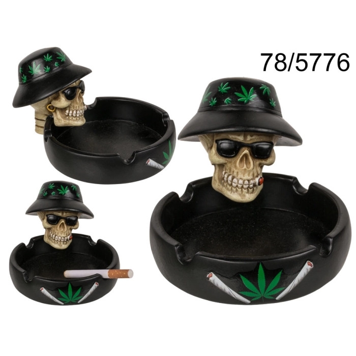 The ashtray is scammed with weed